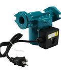Heavy Duty Cast Iron Cartridge For 0011 F4 Hot Water Circulating Pump 1/8 Hp 115V Up To 31 Gpm With Flange Hookup For Boilers And Radiant Heating That Delivers Zero Drama Operation side view with power cord.
