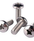 Close-up of 20 Pack 1/4-20 x 1/2 Pan Head Phillips Machine Screws 304 Stainless Steel 18-8 Full Thread Corrosion-Resistant Fasteners
