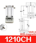 Pro Grade Mechanical Arm Gripper Cylinder With Magnetic Parallel Clamping Clip For Industrial Automation And Precision Handling 1210CH 1205PT WD 1815 1820, front view with dimensions.