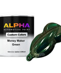 Vibrant Green Basecoat Paint Gallon 128 Oz Ready To Spray With Slow Reducer For Smooth Custom Automotive Finishes And Badass Drip On Any Ride with paint sample.