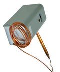 Heavy-Duty Commercial Refrigerator Temperature Control Thermostat With 5 Inch Capillary and copper coil, side angle view