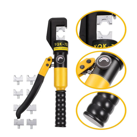 Heavy Duty Hydraulic Crimping Pliers With Electric Terminals Machine Crimper Press Cable Lug Kit showing ergonomic handle and crimping head.