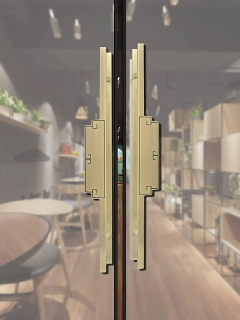 Heavy Duty Push Pull Door Handle For Glass Wood And Metal Doors Built To Last, Retro Aluminum Sliding Barn Style Pull, Bronze Finish