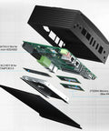 Fanless Mini PC Engineered For Zero Sloppiness With Intel I7 10510U showing internal components and slots for SSD and RAM.