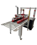 Automatic Carton Sealer And Strapping Machine Crushes Shipping Orders With Blazing Fast Taping And Securing hands-free operation on conveyor.