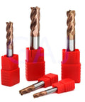Heavy Duty 4 Flute Carbide End Mill Cutter With Tungsten Alloy Coating For Steel Metal Milling, various sizes in protective red holders.