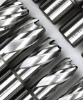 13-piece annular cutter set with Weldon shanks, 1 in cutting depth, diameters 7/16 in to 1-1/16 in for magnetic drill press