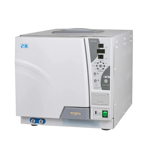 23 Liter Class B Steam Autoclave With Built In Printer, compact design, ideal for tattoo studios and labs, efficient sterilization unit.
