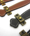 Vintage Leather Look PU Peel Handle Drawer Pulls For Cabinets And Luggage 7.48 Inch Black 2 Pack with stitching detail