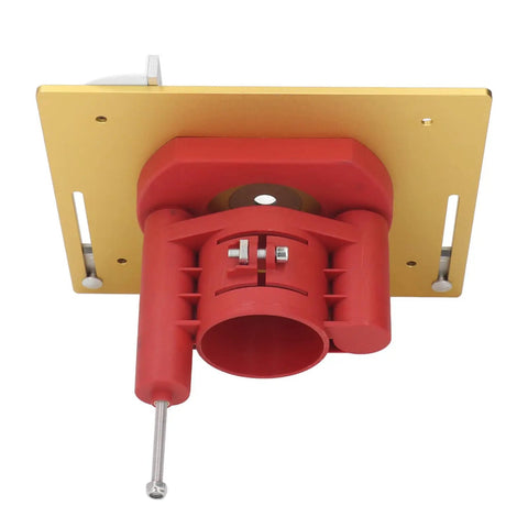 Heavy Duty Router Table Lift Assembly With Precision Micro Dial Insert Plate and Sliding Guide Ruler for Quick Woodworking Milling.