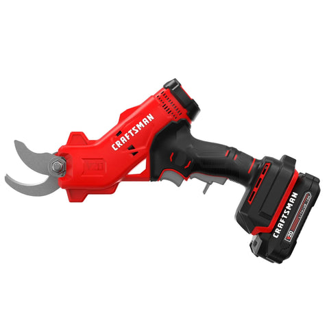 Cordless Electric Pruner With 2 Ah Battery And Charger Included For Heavy Duty Gardening, red handle with silver blades
