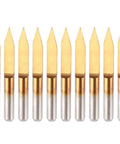 Top Grade 10 Pc Coated Carbide Router Bits For V Groove Engraving With Sharp 0.3mm Tip And Precise 30 Degree Angle making clean cuts on wood and plastic fast.