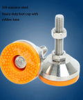 Built Tough Heavy Duty Adjustable Leveling Feet 4 Pack M12 Thread Support Leg Stainless Steel with rubber base cups.