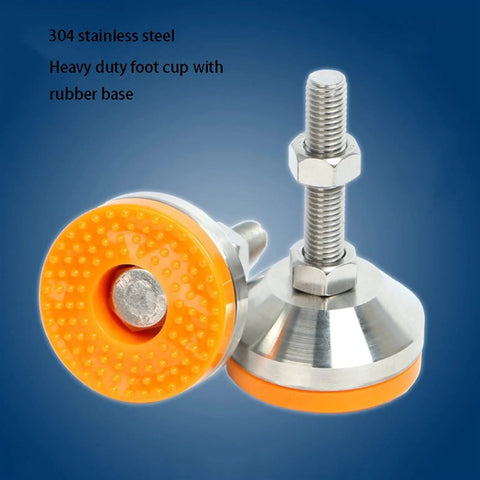 Built Tough Heavy Duty Adjustable Leveling Feet 4 Pack M12 Thread Support Leg Stainless Steel with rubber base cups.