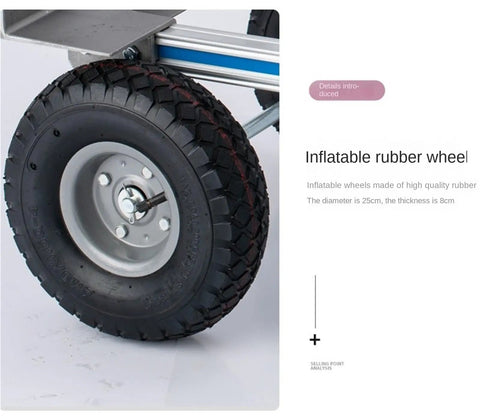 Heavy-Duty Aluminum Hand Truck Dolly With Convertible Two-In-One Design And Pneumatic Wheels For Easy Moving Quickly Switch To Platform Cart Make Moving Heavy Loads A Breeze Rugged Durable Versatile Use, inflatable rubber wheel 25cm for aluminum hand truck dolly