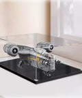 Clear Acrylic Display Case For 75331 Razor Crown Airship Model on shelf, 29.5x21.6x11.8 in, 3mm thick, no glue, transparent, protective film