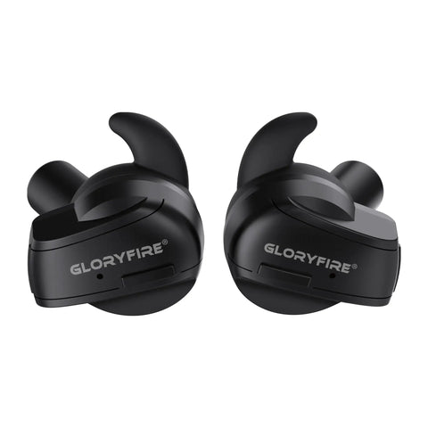 Electronic Ear Plugs With 26dB Noise Reduction And Sound Amplification For Shooting Range Hunting And Tactical Ops With Adaptive Outdoor Indoor And Silent Modes Plus Bluetooth Audio, black color, front view