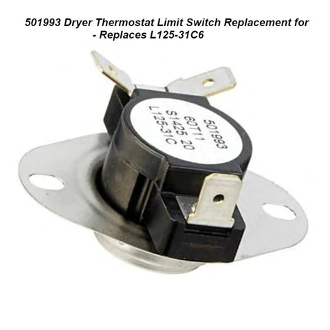 Go To Dryer Temperature Limit Switch 501993 Replacement For LG Clothes Dryer Easy Install High Temp Cutoff Protector Calibrated For Safe Heat Control Thermal Shutdown For Home Laundry Appliances black round thermal cutoff switch with metal terminals