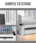 Slick Desktop Tool Organizer With Easy Slide Drawer And Tough Poly Build For Locking In Screwdrivers displaying storage slots and tools.