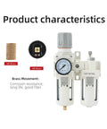 Heavy Duty Half Inch PT Pro Grade Built For Pros Compressed Air Filter Regulator Lubricator Combo with Water and Oil Trap