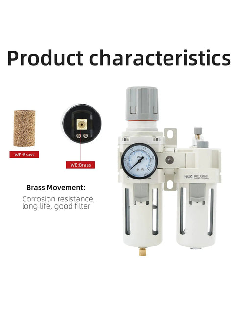 Heavy Duty Half Inch PT Pro Grade Built For Pros Compressed Air Filter Regulator Lubricator Combo with Water and Oil Trap