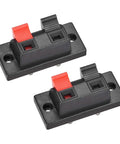 Six Pack 2 Way Speaker Spring Terminal Clips Connectors WP2-10, red black color coding, for wire hookups, spring loaded block.