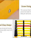 Rock Solid Fiberglass Telescoping Ladder For Electrical Work And Home Attic Tasks With Non Conductive Build showing screw fixing and fixed strap design.