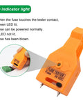 24V Car Fuse Tester And Puller Kit With LED Indicator For ATO ATC Blade And Glass Tube Fuses, Quick Pull, Pro Grade Auto Fuse Extractor For Small, Medium And Large Fuses. Orange plastic 24VDC fuse tester with LED indicator