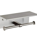 Toilet Paper Holder With Shelf Brushed Nickel Double Head Tissue Roll Holder 304 Stainless Steel Wall Mount Rustproof Organizer