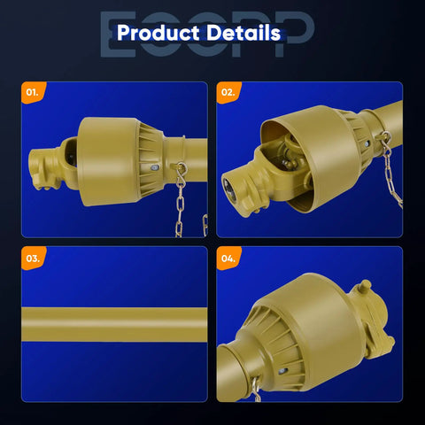 Beefed Up Pto Shaft Spanning 27.5 To 40.55 Inches With 6x6 Spline Ends showcasing connectors and drive design for heavy field equipment.