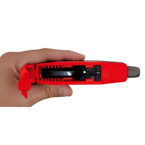 Side view of a Universal L To T Allen Wrench Adapter Converts Metric SAE And Torx Keys To A T Handle Quick Handy Tool in red casing.