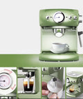 Retro Green Coffee Machine For Home And Small Biz Cafes Semi Automatic And Fully Automatic Espresso Pump With Strong Steam