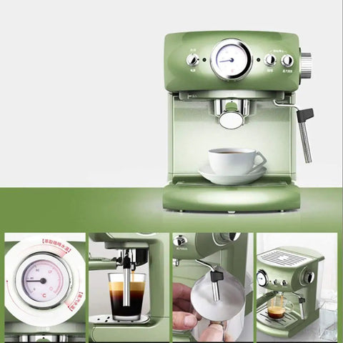 Retro Green Coffee Machine For Home And Small Biz Cafes Semi Automatic And Fully Automatic Espresso Pump With Strong Steam