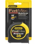 Stanley FatMax 35 ft tape measure with BladeArmor packaging, showing reinforced durability features.