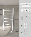 Towel Warmer for Bathroom with Timer and Wall Mounted Plug In Design, 6 Bar Heated Towel Rack dimensions and installation kit.