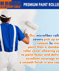 Painter using 4 Inch Top Notch Microfiber Paint Roller Covers For All Surfaces, Pro Grade 3/8 Inch Nap, Bulk Refills Pack Of 200