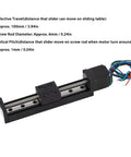 Precision Mini Linear Rail Slide Actuator With A Solid 28Mm Stepper Motor And Sweet 100Mm Travel For Cnc Stage Assemblies showing 100mm stroke and 6mm screw.