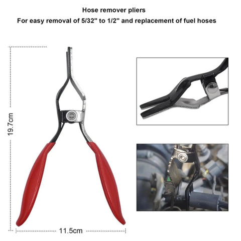 4 Piece Hose Clamp Pliers Set With Long Reach Wire Spring Hose Removal Tool Pinch Pliers For Car Maintenance with red PVC grips