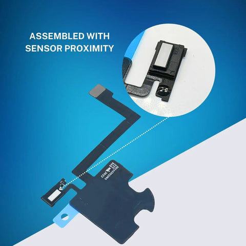 Proximity Sensor Earpiece Flex Cable Replacement For iPhone 15 Pro Max includes metal bracket and ambient light sensor.