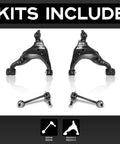 Premium Powergear Suspension Kit Featuring Front Lower Control Arm And Sway Bar Links For 2016 To 2023 Toyota Tacoma Trucks: black steel control arms and sway bar links