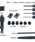 Motorcycle Chain Breaker Set 16 Piece Chain Removal Tool Kit With Chain Cutter And Riveter components displayed