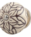 Super Dope Ceramic Cream Floral Drawer Knobs For Kitchen Cabinets And Dresser Pulls featuring detailed flower design and metallic screw.