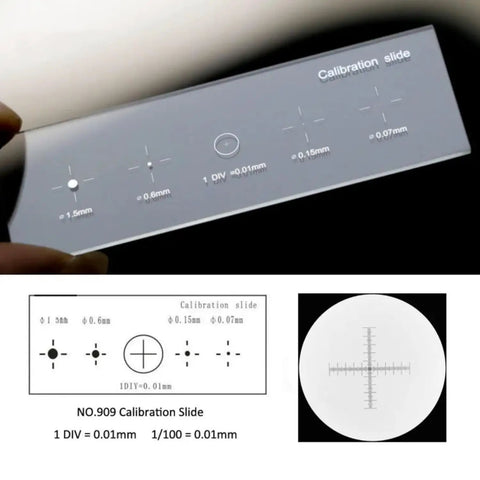 Crosshair Optical Glass Microscope Slides With Multifunction Plate Reticle And Stage Micrometer For Lab Grade Precise Calibration In Millimeters And Micrometers Ideal For Pro Level Microscope Measurements, calibration slide