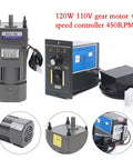 AC Gear Motor Reducer 110V 120W 3K Single Phase Gear Motor With Variable Speed Controller Reversible Geared Motor 450 RPM