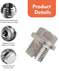 Heavy Duty Stainless Steel Oversize M14 X 1.5 Piggyback Oil Drain Plug For Cars With Self Tapping Thread Fix And Free L Wrench Plus O Ring Seal, SUS 304