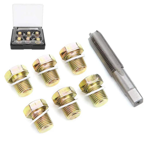 Fresh Oil Drain Plug Tap M13 X 1.25MM Thread Repair Kit For Fixing Stripped Holes And Restoring Proper Fit With New Screw Washer For Your Car Maintenance Needs. M13 iron tap and drain plug set with washer in case