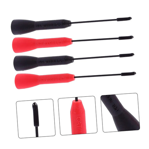 Heavy Duty Automotive Insulation Piercing Needle Kit With Banana Plugs And Non Destructive Probes For Weather Pack Connectors close-up, black and red handles