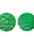 DIY Soldering Practice Kit For Electronics Learners, Training Board With NE555 And CD4017 LED Spin Wheel, front and back view of circuit board
