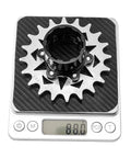 Dope Single Speed Conversion Kit 13T To 22T Cogs With 17T Cassette And Spacers on scale showing 88 grams