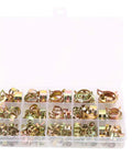 Rock Solid 115 Piece Hose Clamp Assortment Kit With Colored Zinc Plated Spring Clips For Water Tubes Air Pipes And Automotive Plumbing Fasteners That Are Durable Versatile And Perfect For Any Home Repair Job You Might Have. 115-piece zinc-plated spring clips in plastic organizer